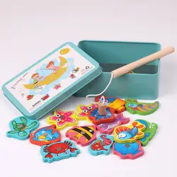 Новые милые деревянные детские развивающие игрушки когнитивные Магнитные Детские игрушки унисекс подарочный набор для детей рыболовный