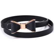 Fashion Women’s Girl Cute Sweet Candy Colors Bowknot PU Leather Thin Skinny Waistband Belt For Dress Hot Drop Shipping 0174