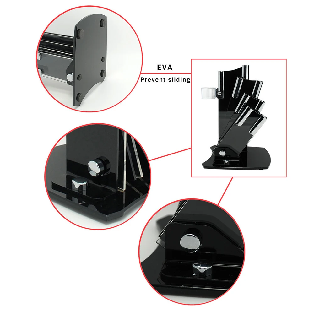 5 шт. Набор ножей стенд, используется для " 4" " 6" Керамический нож+ один пилинг высокого качества акриловый держатель для ножей черный
