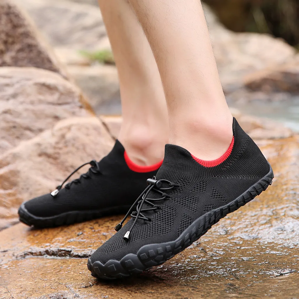 Summer Water Shoes for Men Women Breathable Barefoot Quick Dry Non Slip Beach Swimming Man Sneakers Outdoor Aqua Shoes#D - Цвет: Черный