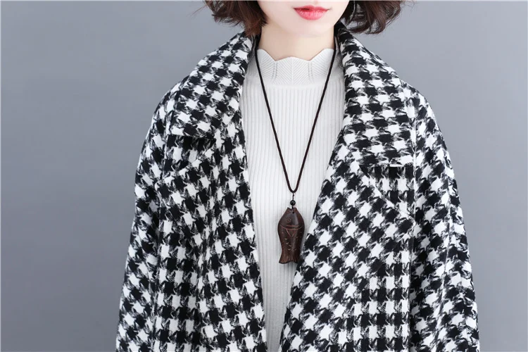 Women Winter Autumn Wool Coats Long Plaid Jackets Outwear Clothing Female Coats And Wool Jackets 2018 New Loose Overcoat CH788 (11)