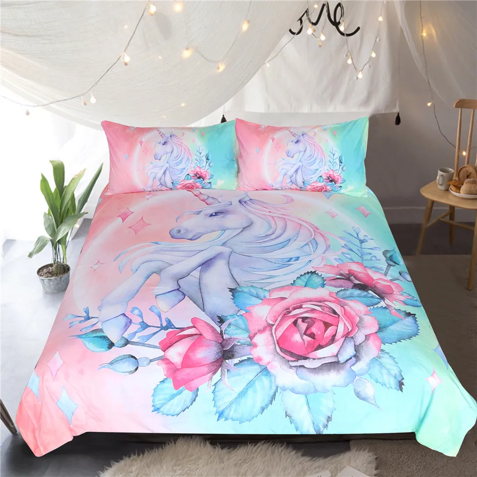single bed unicorn quilt cover