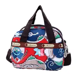 Цветной принт с цветочным рисунком Женская многокарманная сумка на молнии Повседневная нейлоновая сумка через плечо