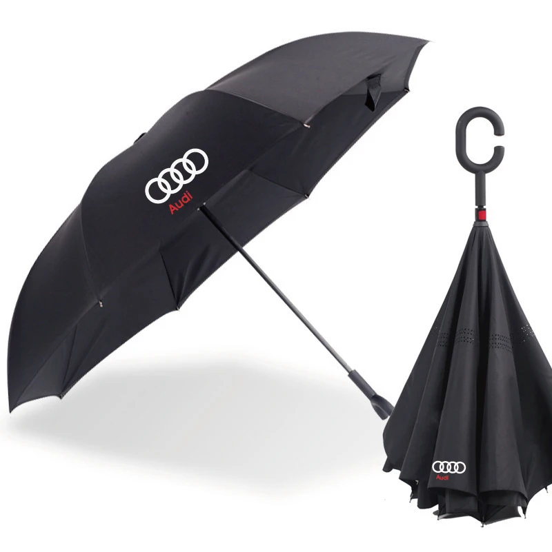 

car brand Hold-free Reverse Umbrella Audi Umbrella Straight-pole Umbrella New Double-sided Air-permeable Umbrella