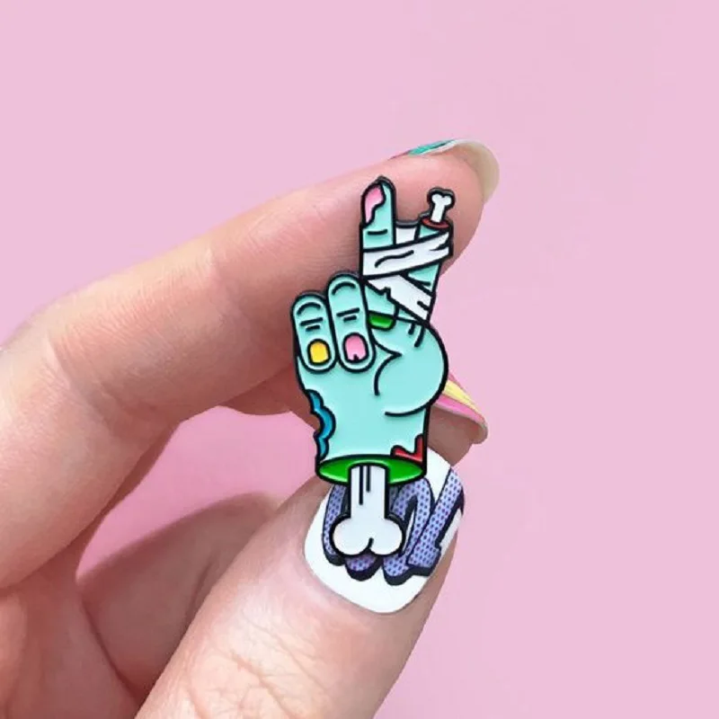 

Zombie Finger Enamel Lapel Pins Button Victory Badges Brooches Men Women Jewelry Accessories Gift for Bag Jeacket