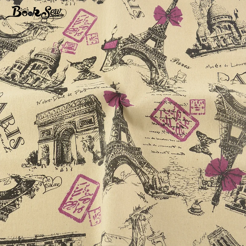 Booksew африканская Анкара льняная ткань Парижская тема Атласная Ткань Скатерть DIY сумка занавес Tissu лоскутное Zakka швейный материал