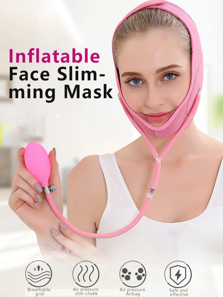 Inflatable Face Lifting Slimming Tight Band Mask Belt Airbag Facial Bandage Natural V Shaped Cheek Double Chin Beauty Care Tool