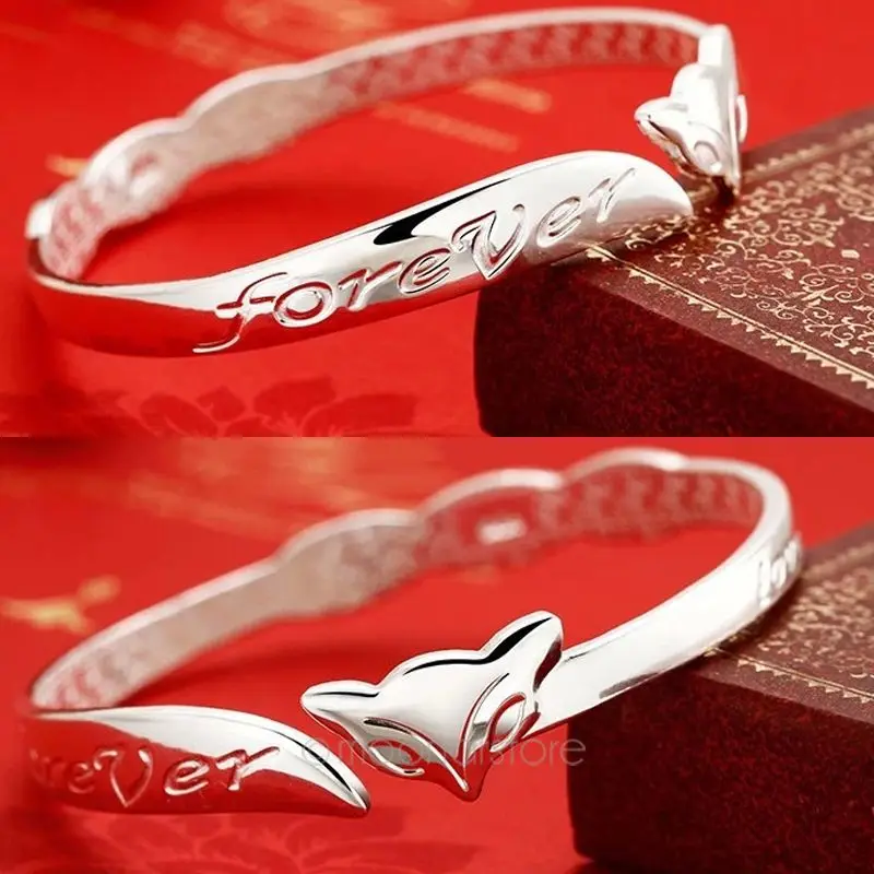 Женские браслеты для девушек и девушек, стильные очаровательные браслеты с изображением лисы, посеребренные браслеты с открытой манжетой, браслет на руку с цепочкой, Лидер продаж