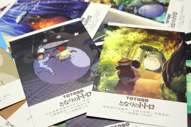 8 упак./лот Miyazaki Totoro; поздравительная открытка Почтовые открытки на день рождения с буквенным принтом конверт подарочный набор карт