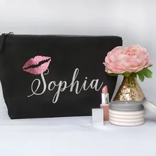 Пользовательские блески для губ имена свадебный подарок подружки невесты составляют сумки Макияж Парфюмерия Косметический комплект уникальный подарок для невесты Вечерние сувениры