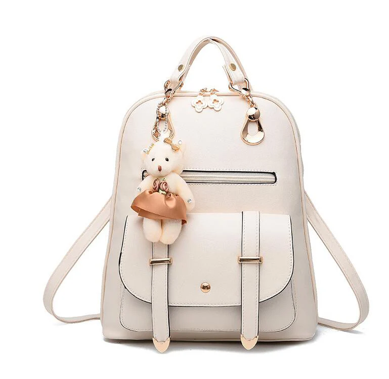 Дизайнерский женский рюкзак Vogue Star для девочек-подростков, школьная сумка в консервативном стиле, рюкзаки из искусственной кожи высокого качества LB299 - Цвет: Бежевый