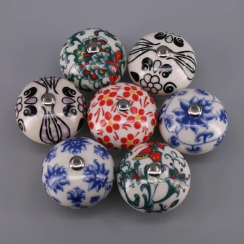 

1x Floral Hand Painted Door Knobs Ceramic Porcelain Cupboard Wardrobe Cabinet Drawer Pulls Ceramic Door Knobs