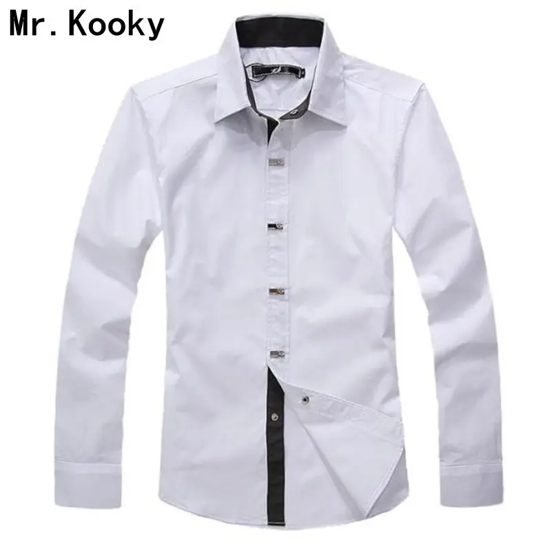 

Mr.Kooky 2015 New Fashion Spring Autumn High Quality Male Clothes Casual Long Sleeve Solid Shirt 100% Cotton Men Size XXL Shirt