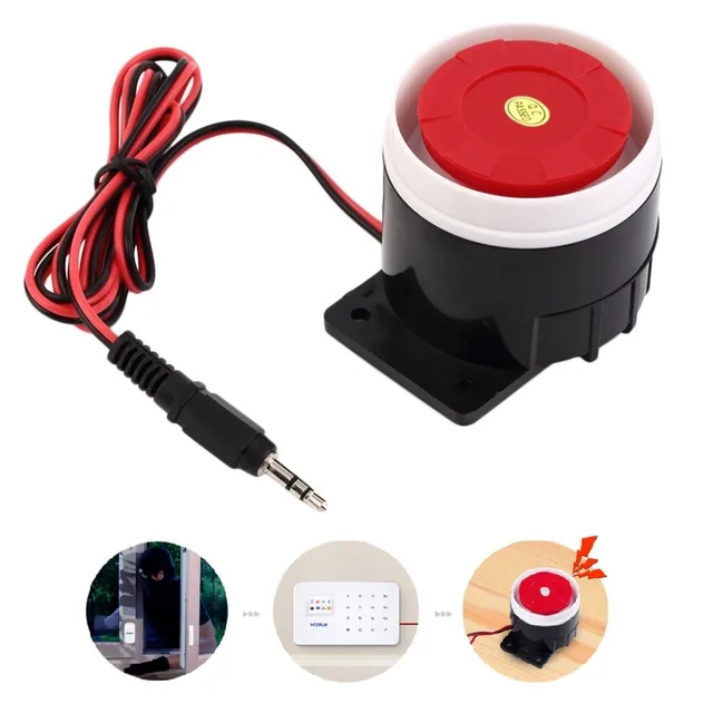 Super Loud 120dB Siren Red Wired Alarm System Speaker DC 12V Indoor