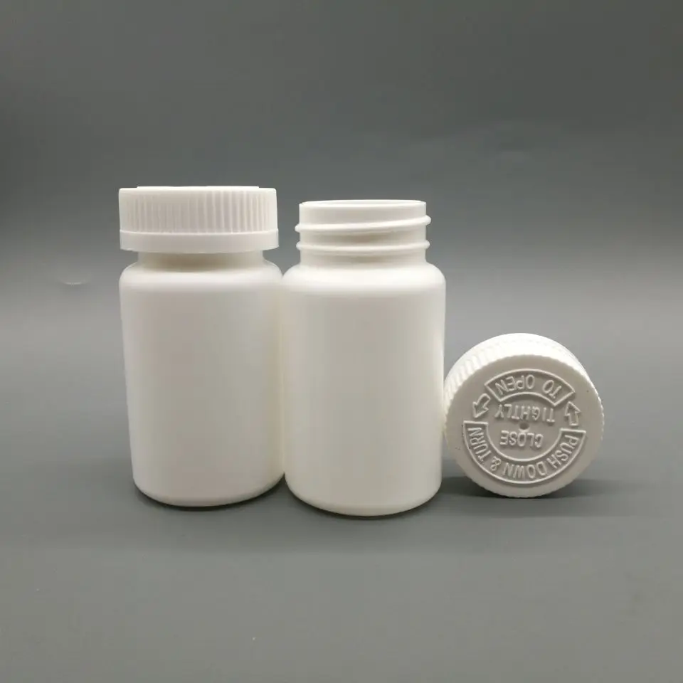 50pcs 100ml 100cc HDPE White Pharmaceutical Pill Bottles for Medicine