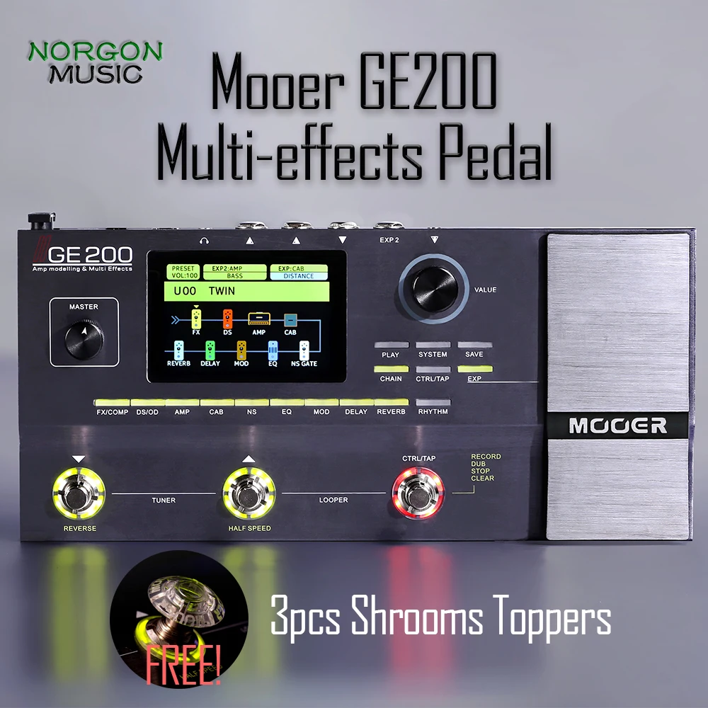 Mooer GE200 Ампер моделирование гитары мульти-педаль эффектов 55 моделей усилителя 26 моделей динамиков кабины 70 эффектов 40 моделей барабанов