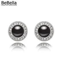 Женские сережки-жемчужины серьги со стразами Сваровски, разные цвета, подарок к дню Святого Валентина