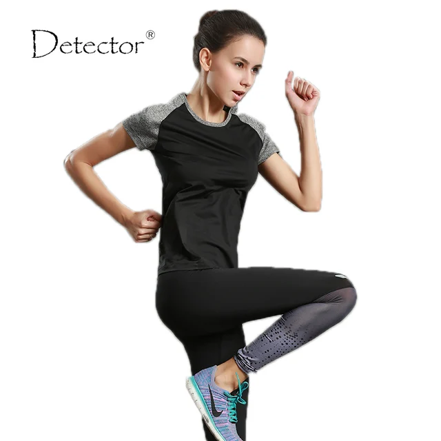 Detector Running Sports T shirt Dry Quick Yoga Gym Top Short-sleeved Fitness Tees Jogging Exercises Woman Tops