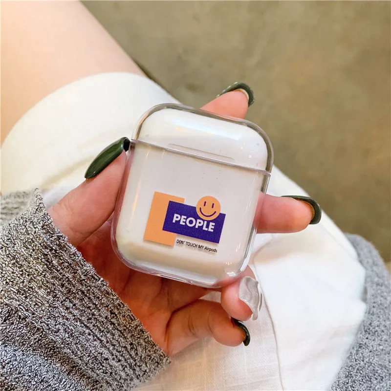 Чехол для Airpods с милым рисунком, Прозрачные Жесткие чехлы для AirPods, защитный чехол с мультяшным рисунком, Bluetooth, беспроводной чехол для наушников - Цвет: Черный