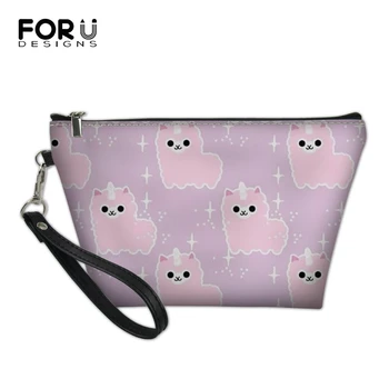 

FORUDESIGNS Female Cosmetic Bags Cartoon Sheep Prints Pattern Cute Makeup Beautycian Case Organizer Fashion Travel Cosmetic Bags