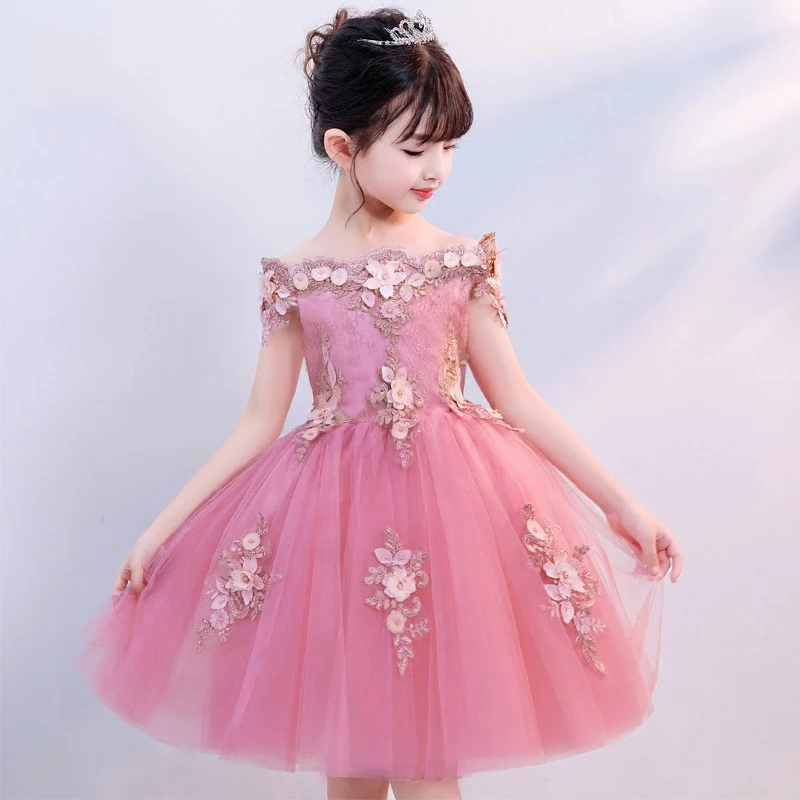 

Shoulderless Flower Girl Dresses for Wedding Appliques Ball Gown Holy Communion Dress for Little Girls Prom Dress Birthday Gowns