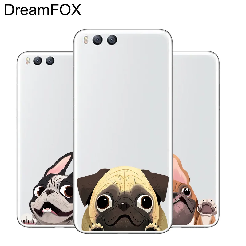 

DREAMFOX L518 Cute Puppy Pug Soft TPU Silicone Case Cover For Xiaomi Mi Note 2 3 4 5 6 8 SE M5 4C 4S 5C 5S 5X 6X A1 Plus