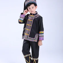 Костюмы для мальчиков Miao Hmong одежда для традиционного китайского танца Костюм Китайский народный танец костюм для мальчика