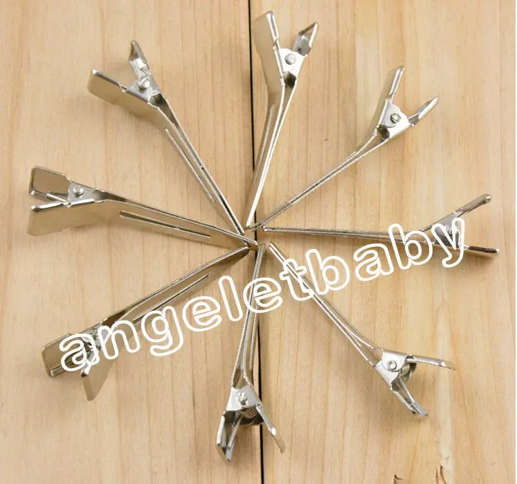 20pcs 45mm Silver DIY Single Prong Pinch Alligator Hair Clips Metal