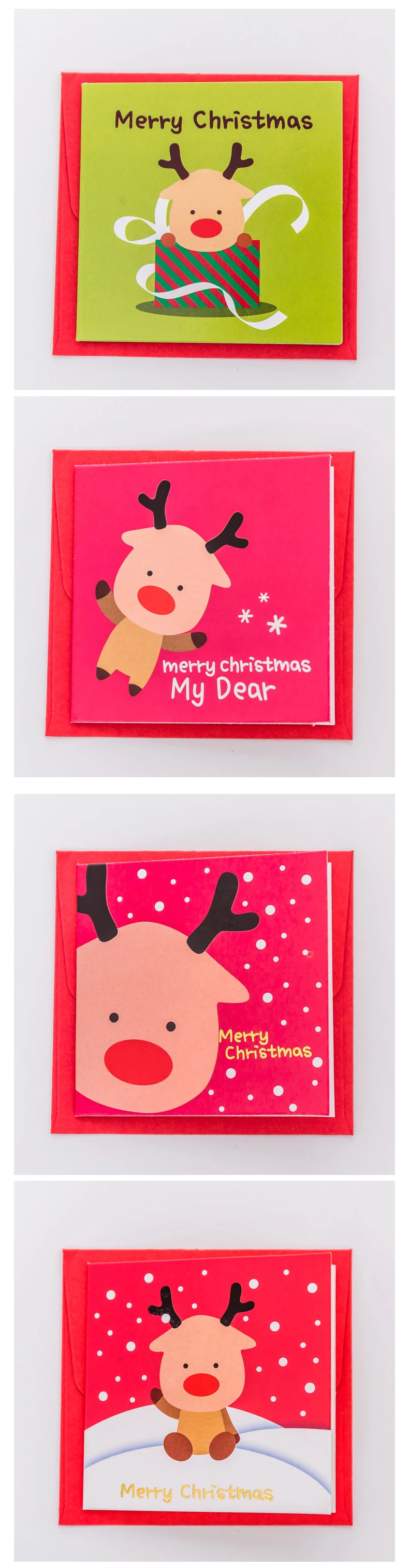 12 штук в упаковке Kawaii Мини Рождественская открытка с конвертом милый Рождество благословение сообщение карты открытка вечерние украшения