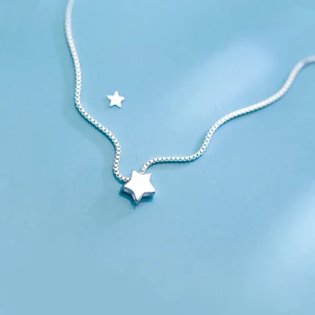 MloveAcc 925 Sterling Silver Star Charm Pendant Necklaces for Women Fashion Jewely Small Choker Necklaces Accessories