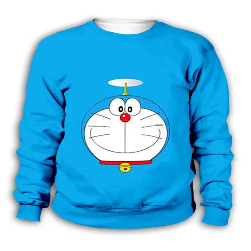 Мультфильм kawaii Doraemon Объёмный рисунок(3D-принт) или голубого цвета для детей, толстовки с капюшоном, модная одежда для детей, Для мальчиков и девочек Симпатичные аниме-Толстовка уличная комплект, комплект: пуловер - Цвет: Kids  sweatshirts
