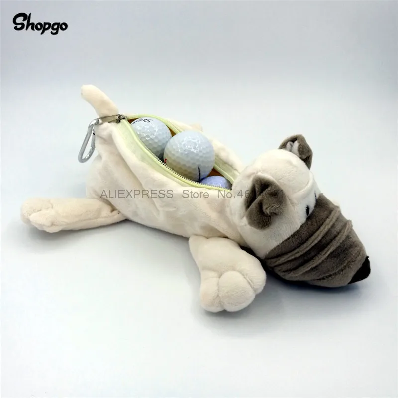 

[Size 8-9pcs] White Sharpei Dog Small Golf Ball Bag Animal Zipper Golf Bags Sporting Goods Mascot Novelty Cute Gift