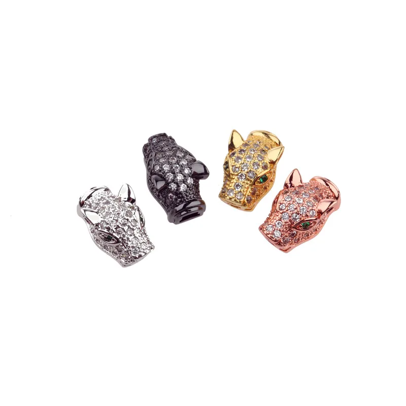 

2018 luxury micro-inlaid zircon CZ leopard head jewelry accessories for bracelets necklaces beaded DIY production