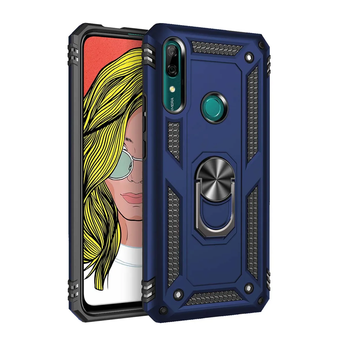 Case For Huawei P Smart Z Case Shockproof Bumper Silicon Cover For Huawei P Smart Z Case Huawei P Smart Z STK-LX1 PSmartZ - Цвет: Blue - Finger Ring