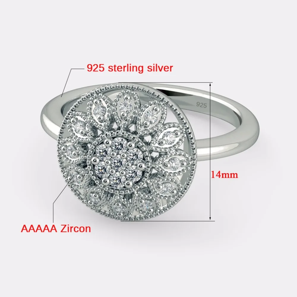 Szjinao Genuine 925 Sterling Silver Flower Rings For Women Cubic Zircon Luxury Wedding Jewelry Bridesmaid Gifts Wholesale Price