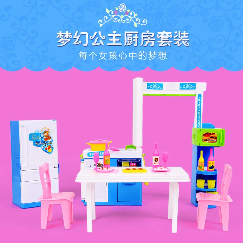 

case for barbie doll furniture accessories set 30 simulation toys, kitchen cooking suits kitchen utensils cooking tools