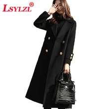 Черное шерстяное Женское пальто Новое свободное Ретро размера плюс осенне-зимние шерстяные куртки Женская длинная Повседневная утолщенная верхняя одежда B688