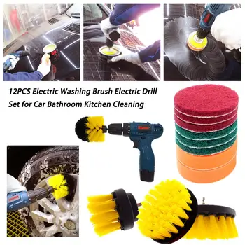 

12PCS Electric Drill Brush Set Plastic Round Cleaning Brush For Carpet Glass Car Tires Cleaning Brushes Power Scrubber Drill