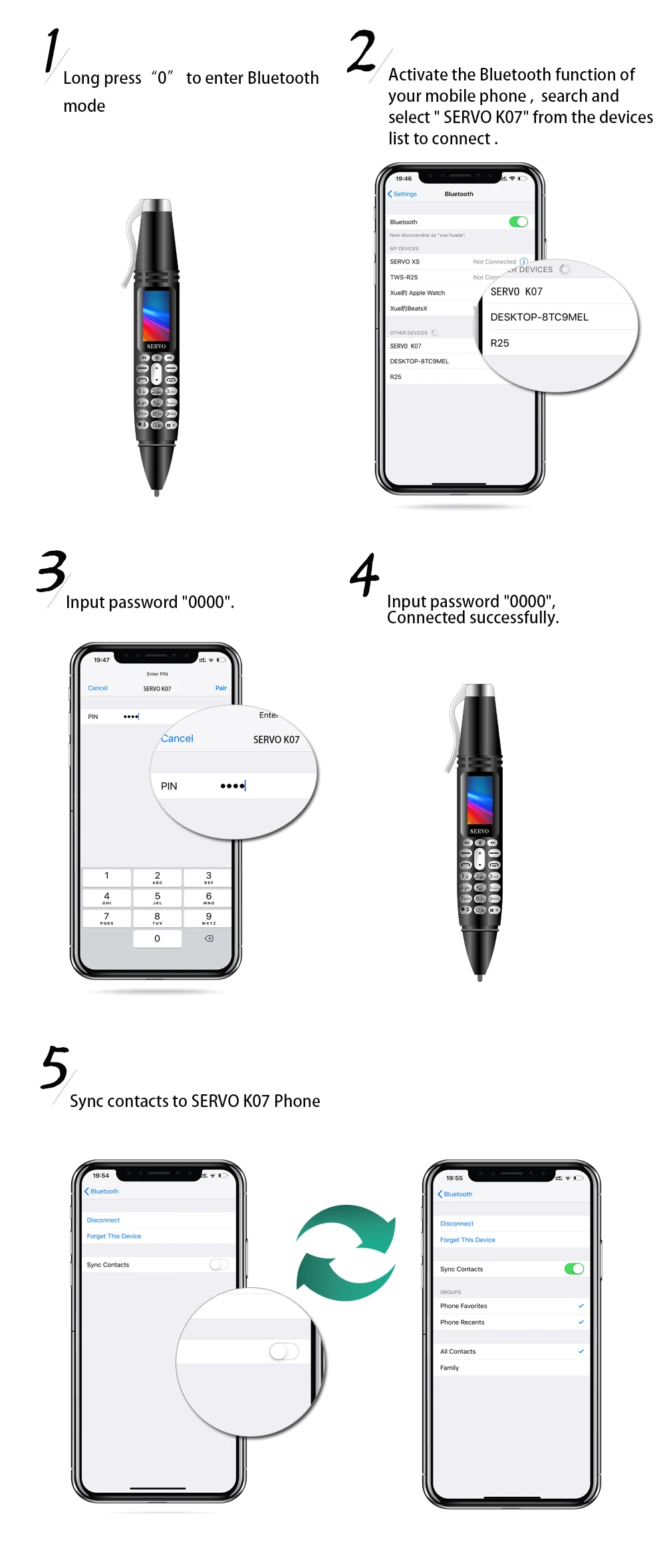 SERVO K07 ручка мини мобильный телефон 0,9" крошечный экран GSM двойная SIM камера Фонарик Bluetooth Dialer мобильные телефоны с записывающей ручкой