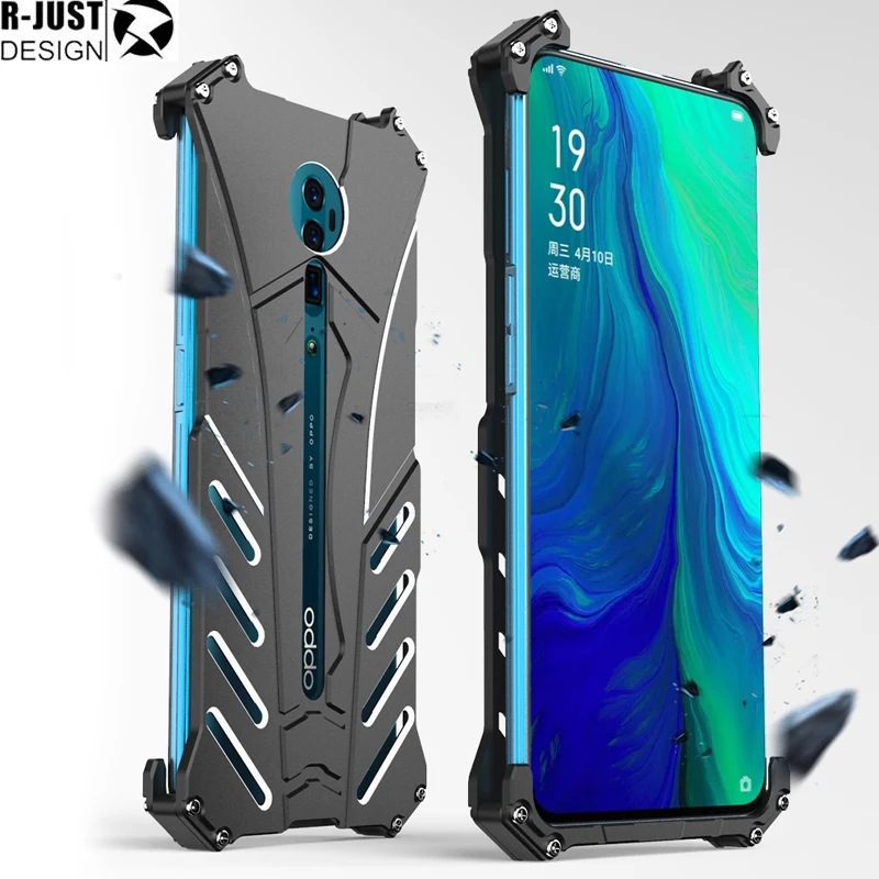 

R-JUST For OPPO Reno / Reno 10X ZOOM Heavy Dust Metal Armor Anodized Aluminum Case for OPPO A9 / A9X Fundas Coque Housing Cover