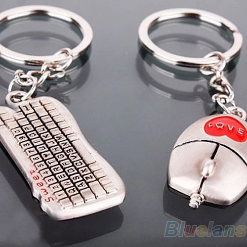 

Bluelans One Pair of Valentine's Day Lover Gift Keychain Mouse Keyboard Couple Keyrings