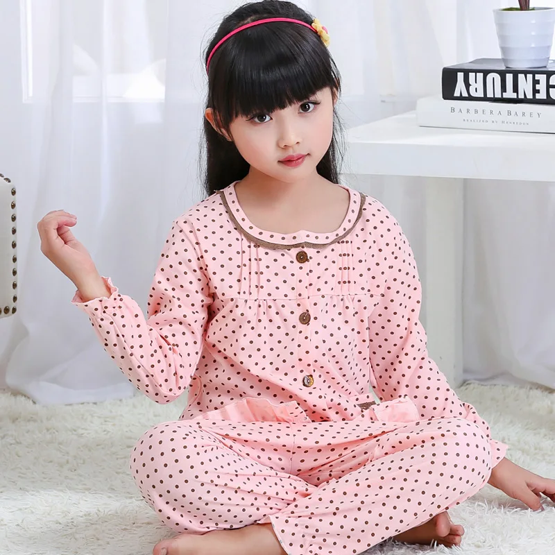 spring pajamas Knitted Cotton sleeve cotton girls sleepwear kids plane