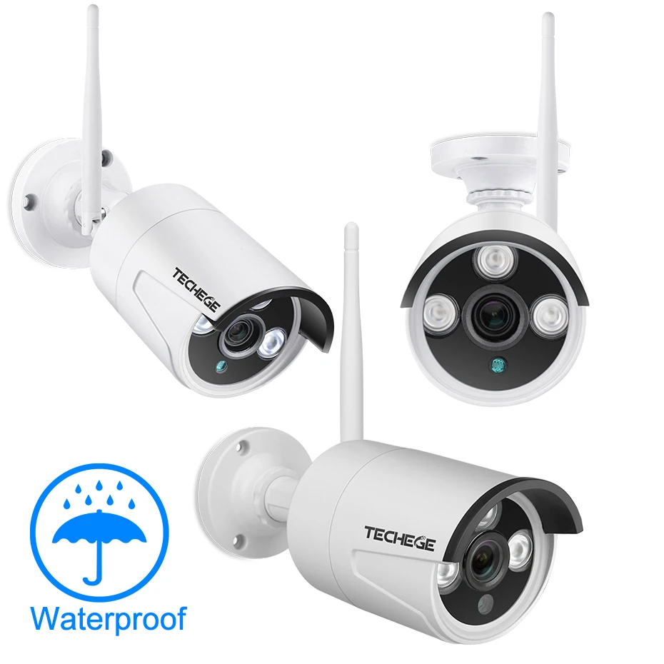 Techege 8CH 1080P Беспроводная NVR CCTV система 1" ЖК-экран 2.0MP аудио запись наружная IP камера система видеонаблюдения