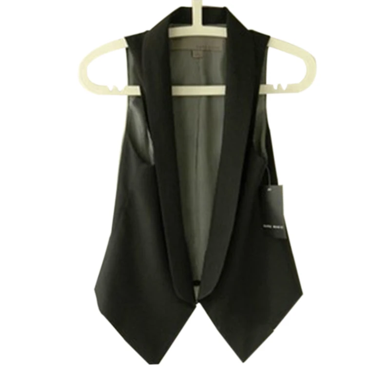 

Brief Turn-down Collar Sleeveless Jacket Slim Short Women's Vest Plus Size Summer Cardigan Feminino Coat Office Lady Waistcoats