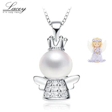 Настоящее натуральное пресноводное жемчужное ожерелье для женщин, белый 925 Серебряный кулон с жемчугом цепочка, ювелирное изделие из драгоценных камней подарок дочери