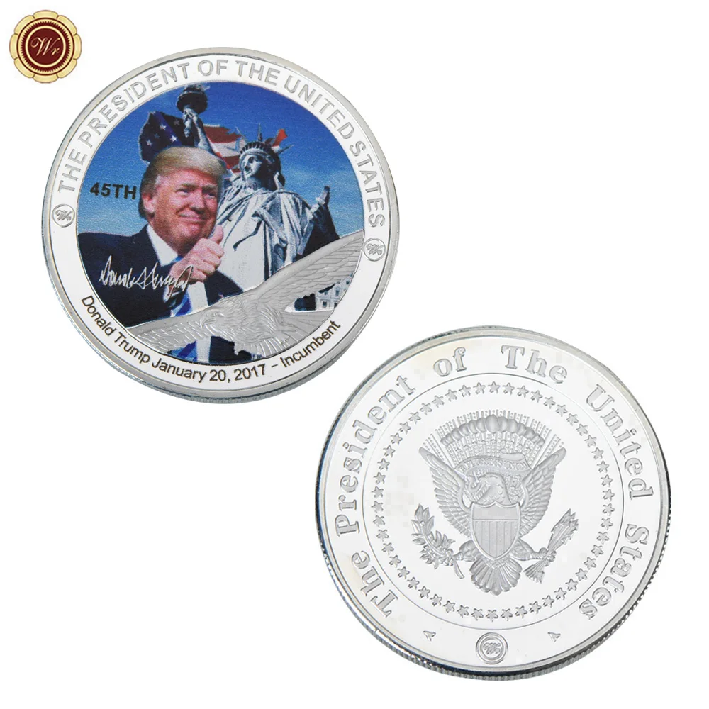 WR качество 999 9 Посеребренная монета США 45 й президент Дональд Трамп
