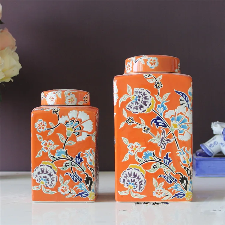 One pair Vase Chinese ceramic ginger jar Antique Porcelain chinese