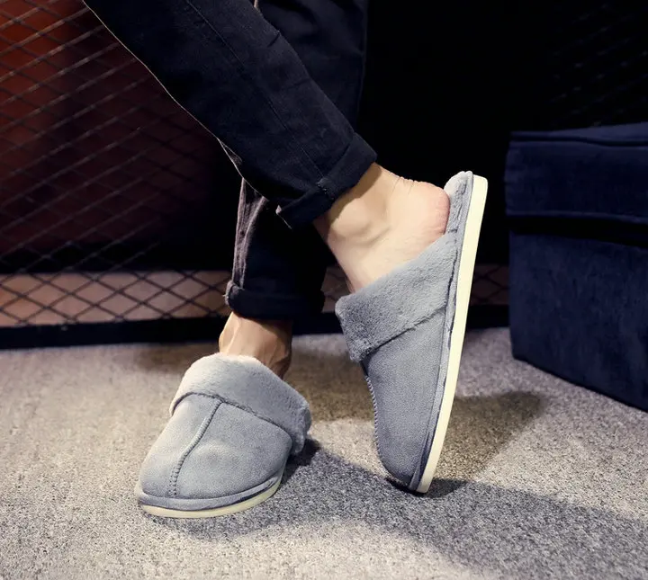 New Arrival Durable Home Slippers Unisex Micro Suede Upper Sheepskin Warm Comfortable Fur Plush Winter Slippers (34)