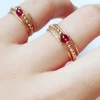 Anillos para nudillos de granate Natural hechos a mano para mujer, joyería de oro, anillo bohemio, Joyas Aneis ► Foto 1/3