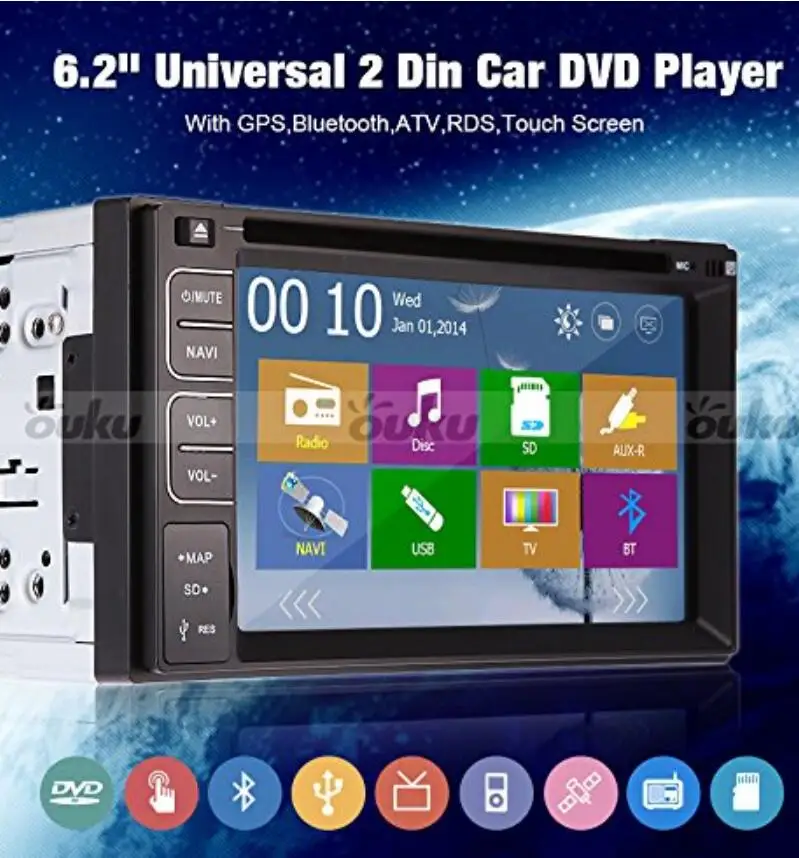 Top MP3 Head Unit Auto Car DVD Player Autoradio CAM MP4 PC Steering Wheel Radio GPS Stereo EQ Map Touchscreen Bluetooth 7